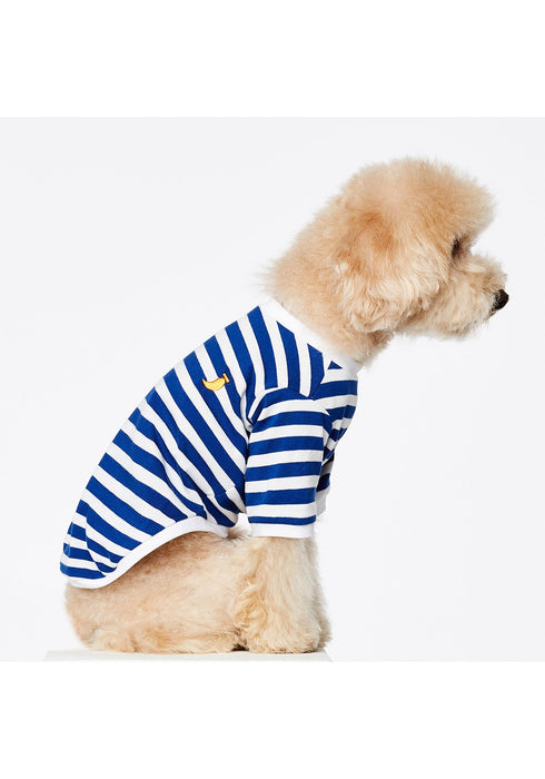 The Painters Wife David Striped Dog Tee Shirt - Navy